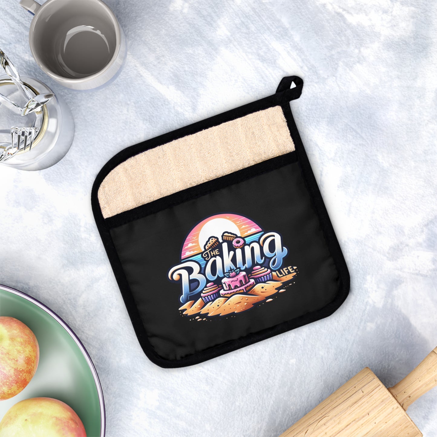 The Baking Life Pot Holder - Black