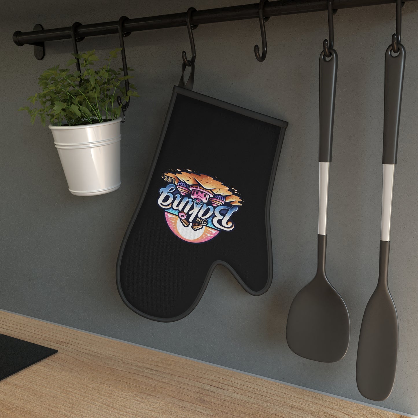 The Baking Life Oven Mitt - Black