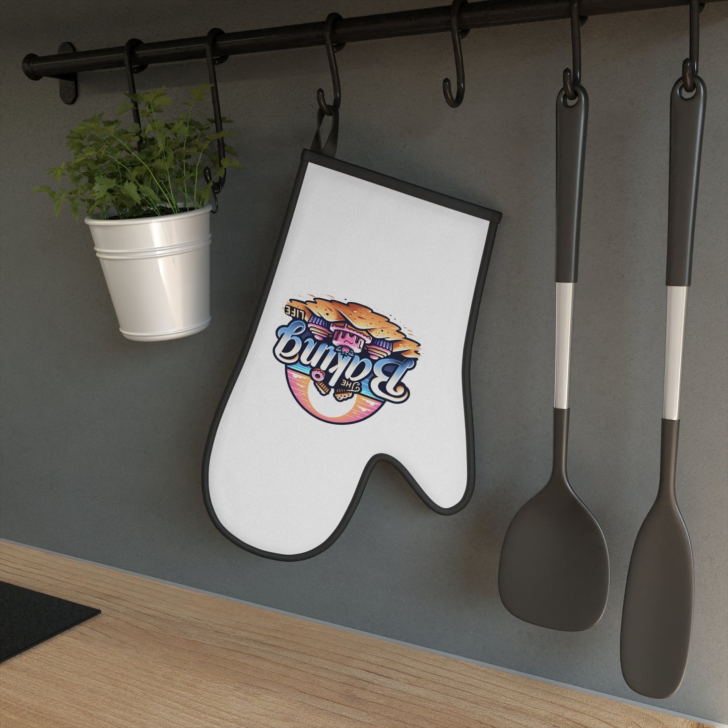 The Baking Life Oven Mitt - White